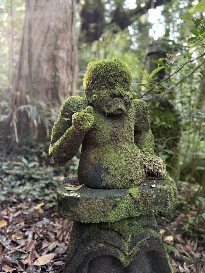 苔むした石像